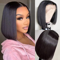 4x4 dentelle taille droite courte Bob HD dentelle avant perruques en gros cheveux humains brésiliens bruts pour suisse dentelle frontale pour les femmes noires