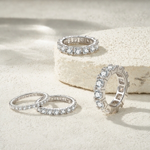 Anel de Prata Esterlina S925 com Moissanite em Canal, Aliança de Eternidade Minimalista e Empilhável para Casamento, para Mulheres e Homens - Product Image 3