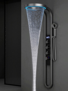 Luxury Smart LED Display Rainfall Bathroom Shower Panels System Ceramic Valve Stainless Steel SPA Massage Waterfall Shower Set - Product Image 2