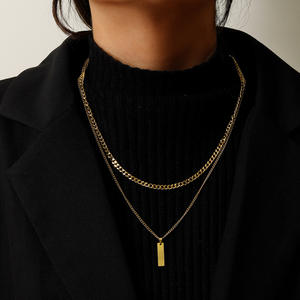 2 шт./комплект, мужское длинное геометрическое ожерелье из нержавеющей стали - Product Image 4