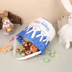 Monogram Embroidered Canvas Bunny <b>Basket</b> Personalized Name <b>Egg</b> <b>Hunt</b> Tote Bag for Kids <b>Easter</b> Treat - Product Image 5