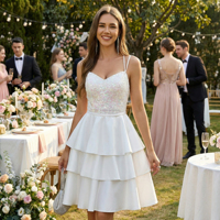 Robe de mariée personnalisée, robe de mariée grande taille, robe de mariée courte à sequins, robes magnifiques, robe de douche nuptiale, robe blanche