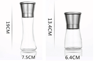 Moulin à poivre et salière manuel en verre avec capuchon en acier inoxydable, corps en verre, capacité de 6OZ, ml
