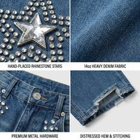 Jean Cargo Homme Style Punk de Haute Qualité, Service Complet, Personnalisé, 380g, Rivets Amovibles, Denim Délavé, Vêtement de Travail, Mode Urbaine