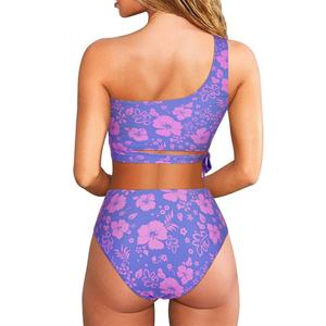 Traje de Baño Ecológico de 2 Piezas para Mujer 2025, Tela Reciclable, Estampado Floral, Sujetador Push-Up, Corte Alto, Fabricación al por Mayor - Product Image 5