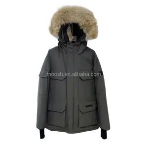 Moda uzun kanada aşağı kış ceket kaz Hoodie spor Parka tulum yüksek kalite açık artı boyutu erkek ceketler