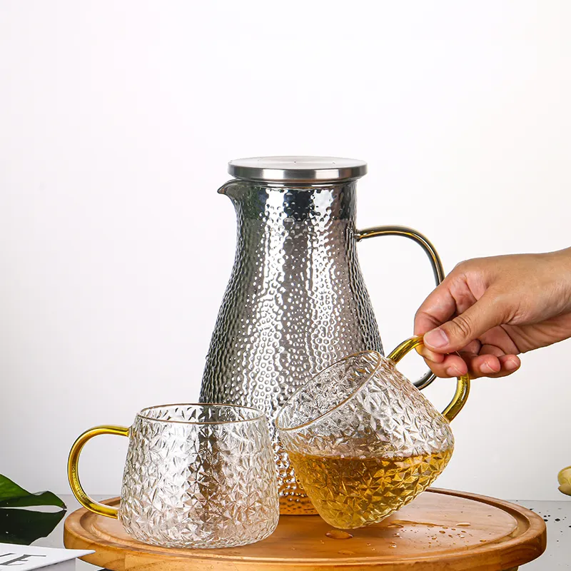 Bicchiere acqua fredda bollitore uso domestico bicchieri ad alto borosilicato tè bollitore coperchio in acciaio inox succo bollitore