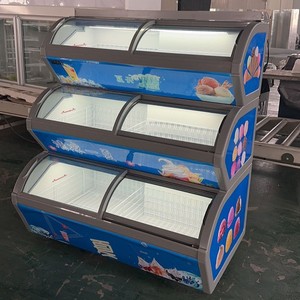 Congélateur Vitrine Commerciale pour Crèmes Glacées 420L, 3 Niveaux, Porte en Verre Courbé, Vitrine Gelato, Congélateur <span class=keywords><strong>Coffre</strong></span> - Product Image 1