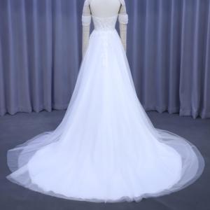 ชุดแต่งงานคอมพิวเตอร์ลูกไม้ปักไหล่ป้องกันริ้วรอยทรงเอไลน์ - Product Image 5