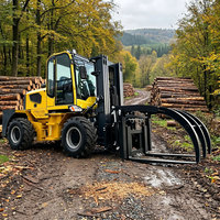 Chariot élévateur 4x4 robuste, neuf, avec positionnement de fourche, normes ISO Euro 5, EPA, CE, pour manutention de matériel et équipement