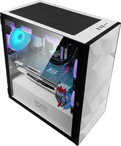 DARKFLASH透明垂直钢化玻璃PC机箱电脑游戏外壳，用于带USB2.0/3.0端口的台式机