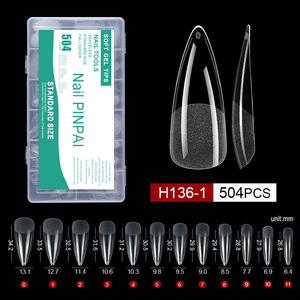 504 faux ongles en gel souple ABS, sans gravure, style français, couverture complète, à presser, extension d'ongles, kit en boîte - Product Image 2