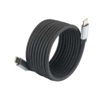Câble USB-C vers USB-C magnétique à enroulement automatique QC Rohs 20V 5A 100W, charge rapide et transfert de données pour téléphone, ordinateur portable, accessoires de voiture