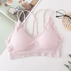 Deep V <b>Wire</b> Free Padded Bralette Lace <b>Bras</b> for Women Everyday Solid Thin XXL Crop Top Backless - Product Image 4