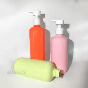 Botol sampo, wadah krim rias kecantikan kosmetik, botol Dispenser kemasan 17 ons 500ml, semprotan pompa plastik Cuci tubuh