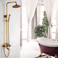 Ensemble de robinetterie de douche en laiton massif de style rétro français, avec pomme de douche grande pression, pour salle de bain à usage domestique, style mi-siècle