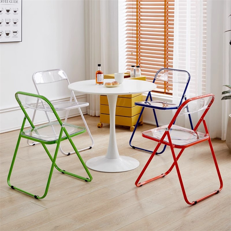 Cross Border Cafe Dining Chair Transparent Acrylic Folding Chair Home Ins Net Red for Outdoor Use Plastic Purpose Furniture