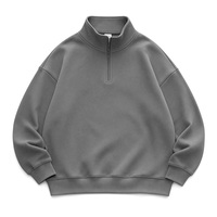 Sweat-shirt unisexe en coton à col zippé, personnalisable avec logo, coupe ample et épaisse, couleur unie