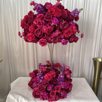 Dekorasi Pernikahan Bunga Sutra Artifisial Fuchsia Modern Berkualitas Tinggi dengan Mawar Gantung Diameter 110cm