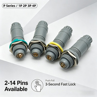Conector Circular de Empuje y Tracción de Plástico, Impermeable, Autoblocante, Serie P, 2-14 Pines, PAG PKG