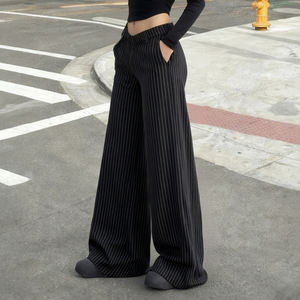 Pantalones Anchos a Rayas para Mujer, Cintura Baja, Corte Holgado, Pantalones Casuales de Oficina, Ropa de Trabajo, Pantalones de Traje Elegantes para Dama - Product Image 5