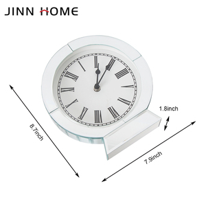 Circulaire argent miroir réveil horaire carillon Art déco Style horloge de bureau maison décorative dessus de Table mouvement électronique <span class=keywords><strong>Radio</strong></span> - Product Image 4