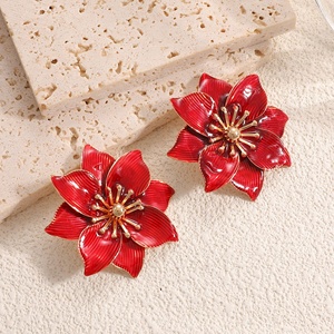 Pendientes de Flores con Efecto de Gota de Aceite Jingciren Boutique, Novedad Transfronteriza, Pendientes de Lujo Ligero de Alta Gama para Mujer, Diseño de Moda - Product Image 3