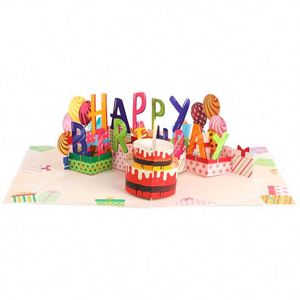Tarjeta de Cumpleaños con Pastel de Chocolate, Velas y Luz Brillante, Tarjeta Pop-up con Efecto de Explosión - Product Image 2