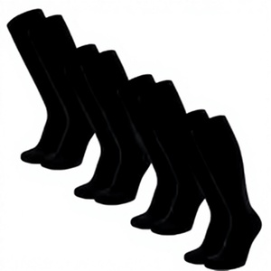Chaussettes de compression montantes pour femmes, lot de 2 paires, noires unies, longues, pour la course et le cyclisme, prix de gros - Product Image 1