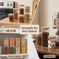 Organisateur de récipient de stockage de pâtes alimentaires en verre transparent avec couvercle pour l'organisation de la cuisine sans Bpa