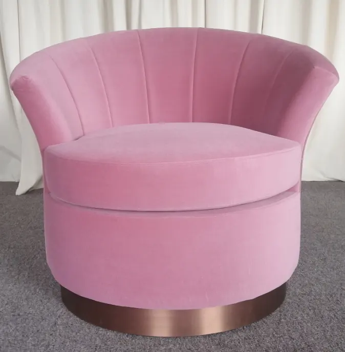 현대 인테리어 가구 레저 벨벳 패브릭 안락 의자 디자인 핑크 벨벳 거실 소파 의자