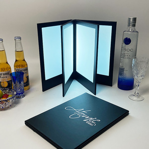 Illuminated <strong>LED</strong> <strong>Menu</strong> <strong>Holder</strong> PU Leather Restaurant <strong>Menu</strong> Display for Hotel Usage - Product Image 5