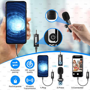 Micrófono Lavalier inalámbrico 6 en 1, micrófono inalámbrico <span class=keywords><strong>para</strong></span> iPhone 15, cámara de teléfono <span class=keywords><strong>Android</strong></span>, sincronización automática con <span class=keywords><strong>clip</strong></span> y reducción de ruido - Product Image 3