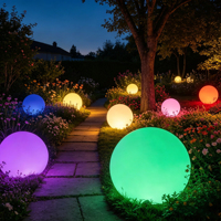 Lámpara Globo LED RGB de Plástico Rotomoldeado, Impermeable IP65, 40cm, 16 Colores Cambiantes, Control Remoto, Luz Decorativa para Hogar y Fiestas