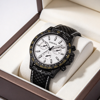 Multifunktionale 43mm Leuchtende Carbonfaser Chronograph Wasserdichte Herren Mechanische Uhren