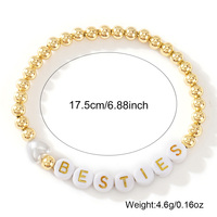 XIMAI mode bijoux faits à la main Bileklik Imitation perle coeur lettre 18k plaqué or Bracelet perlé pour les femmes cadeau d'amitié