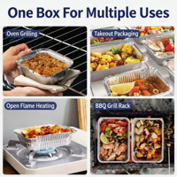 Bac de cuisson jetable en aluminium robuste de 120 oz avec couvercle en plastique P:P pour rôtir, cuire et servir en buffet