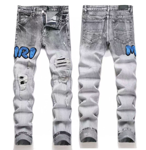 Jeans de Mezclilla para Hombre al por Mayor, Primavera Verano Y2K, Rotos, Estilo Urbano, Vintage, Bordados, Gran Venta - Product Image 3