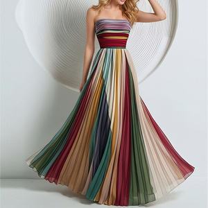 Robe midi sans bretelles et sans manches <span class=keywords><strong>pour</strong></span> <span class=keywords><strong>femme</strong></span>, coupe trapèze, en polyester respirant, élégante, <span class=keywords><strong>pour</strong></span> le bureau, les fêtes et les occasions décontractées - Vente en gros - Product Image 1