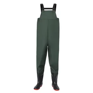 Fishing Suit Pants Wader Waterproof Wear Resistant Boots PVC OEM Polyester Knitted Fabric Breathable Factory Outlet