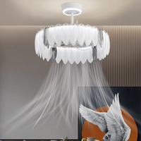 Ventilador de Techo LED de Plástico con Motor AC Contemporáneo, Lámpara de Techo Inteligente con Control Remoto para Cocina