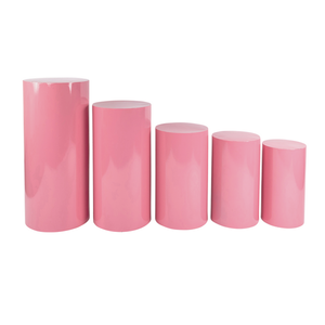 Présentoir cylindrique rose élégant en fer, socle pour gâteau de mariage, piliers de présentation de desserts, toile de fond pour événements et décorations de fêtes de mariage - Product Image 5