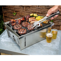 ENJOY Table de camping pliante pour barbecue en acier inoxydable 304 finition argentée IGT, pour l'extérieur