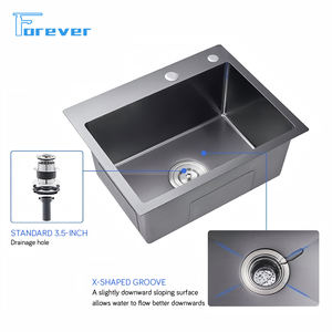 อ่างล้างจานสแตนเลสแบบหนาช่องเดี่ยวขนาดใหญ่24x18x9นิ้วอ่างล้างจานแบบฝังใต้304 - Product Image 4