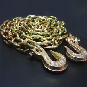 Chaînes d'arrimage G70 avec crochets à fourche, galvanisées, chaînes de transport 5/16'', chaînes de remorquage pour remorques à plateau ou camions - Product Image 1