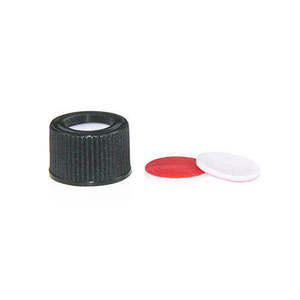 Black Open Top Screw Cap 13mm Red PTFE White Silicone Septa for 4mL HPLC Sample <b>Vials</b> - Product Image 5