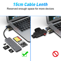 Lector de tarjetas CFast de lectura simultánea USB C + A CFast 2,0 Tipo-C y 3,0 5Gbs Adaptador de tarjeta de memoria CFast para SanDisks
