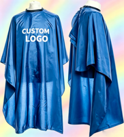 Cape de Coiffeur Imperméable Personnalisable avec Logo, Tablier de Salon de Coiffure, Capes de Barbier Bleues de Designer avec Fermeture à Boutons Ajustables