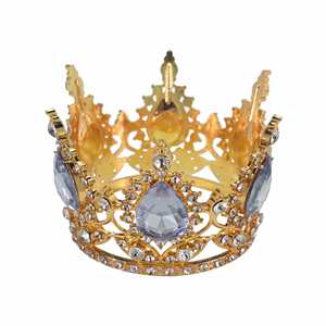 Mini couronne en forme de goutte d'eau européenne et américaine pour gâteau d'anniversaire, petite tiare ronde pour la décoration de bouquets de fleurs - Product Image 5