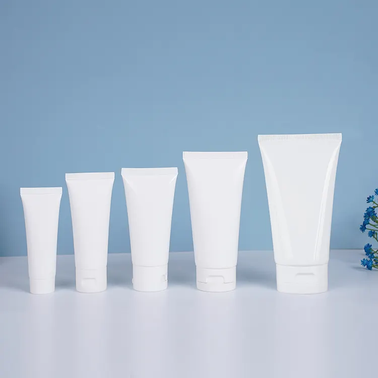 50ml 100ml 150ml 200ml 300ml tubo cosmetico in plastica bianca personalizzabile crema per la cura della pelle tubo per imballaggio crema per le mani con tappo a scatto